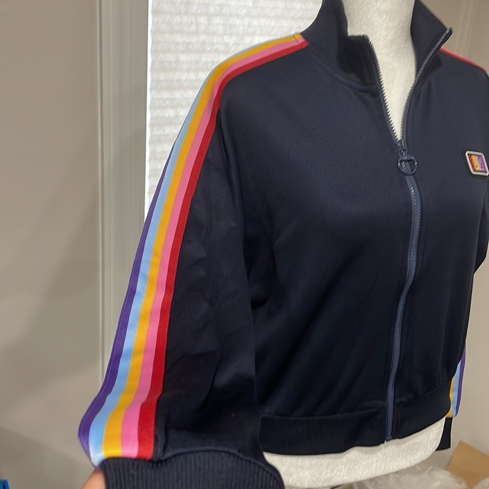 Juicy Couture rainbow striped track jacket!l size M - Picture 5 of 8